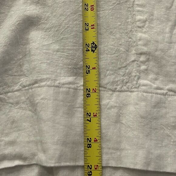 Lands’ End White Linen Blend V Neck Tunic Top Size Large - Picture 3 of 8